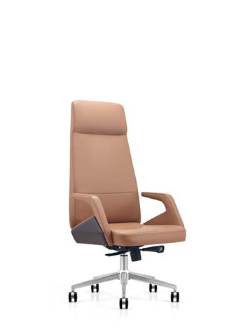 High-Back Tan Leather Executive Swivel Chair