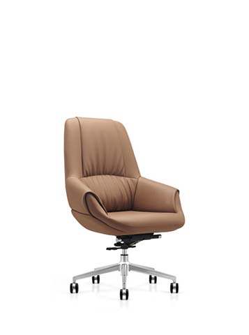 Tan Upholstered Mid-Back Swivel Executive Chair