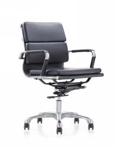 Mid-Back Black Leather Executive Swivel Office Chair
