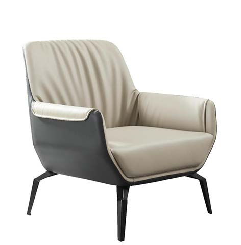 Channel-Tufted Upholstered Lounge Armchair with Matte Black Metal Legs