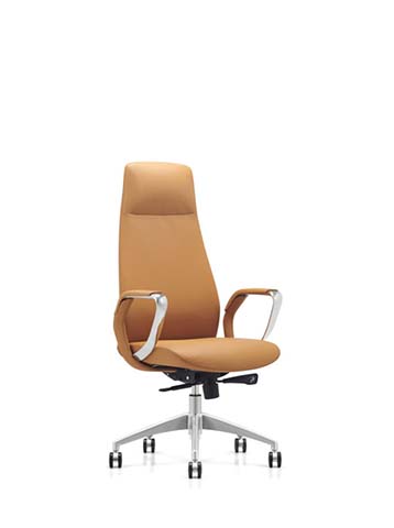 High-Back Tan Leather Executive Swivel Chair