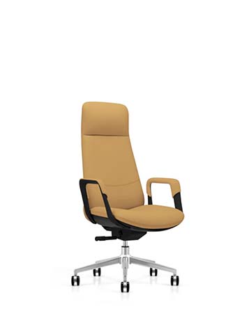 High-Back Tan Upholstered Executive Swivel Chair
