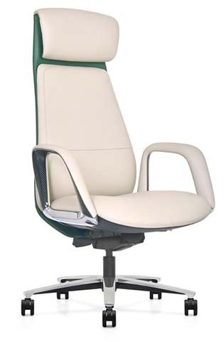 High-Back Leather Executive Swivel Chair with Headrest