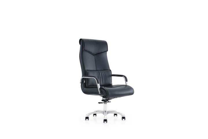 High-Back Black Leather Executive Swivel Chair