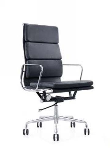 Black Padded High-Back Executive Swivel Chair with Chrome Frame