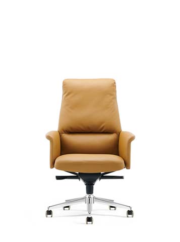 Tan Leather High-Back Executive Swivel Chair