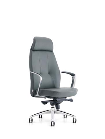 High-Back Gray Upholstered Executive Swivel Chair