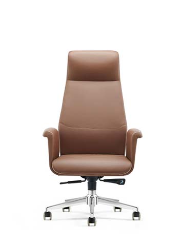High-Back Brown Leather Executive Swivel Chair