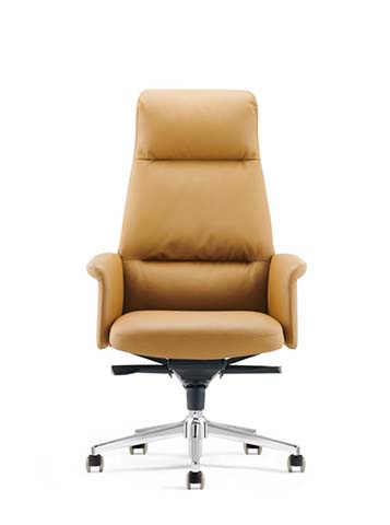 High-Back Tan Leather Executive Swivel Chair