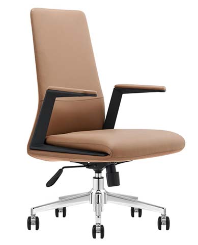 High-Back Tan Leather Executive Swivel Chair