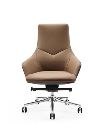 Tan Upholstered Mid-Back Swivel Executive Chair