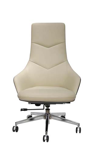 High-Back Beige Upholstered Executive Swivel Chair