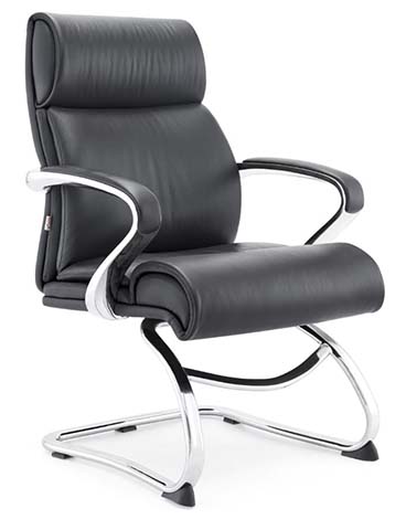 Black High-Back Executive Visitor Chair with Polished Cantilever Base