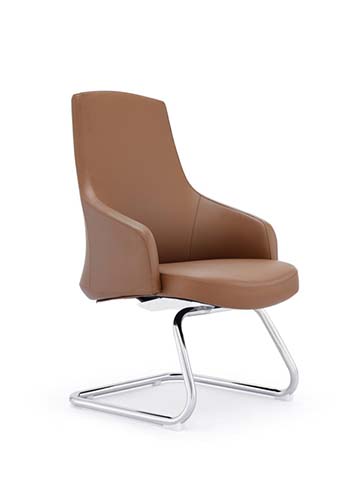 Contemporary Brown Upholstered Cantilever Visitor Chair