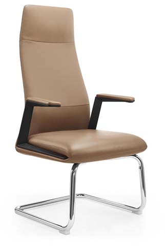 High-Back Leather Conference Visitor Chair with Cantilever Base