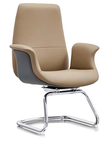 Taupe Upholstered Swivel Conference Chair with Chrome Cantilever Base