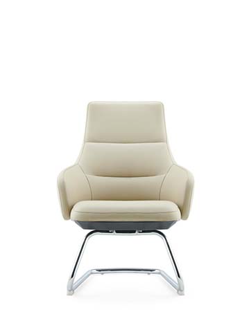 Beige Upholstered Sled-Base Executive Guest Chair
