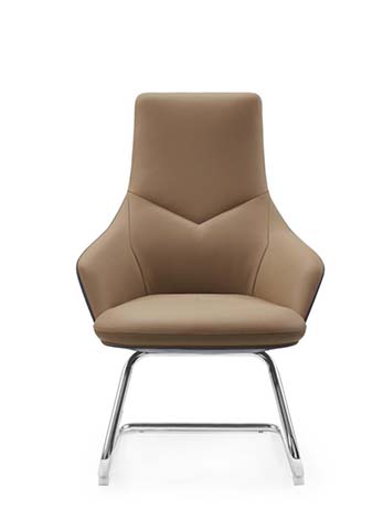 Taupe Upholstered Cantilever Guest Chair with Integrated Armrests
