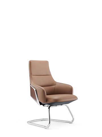 Upholstered High-Back Executive Guest Chair with Chrome Sled Base