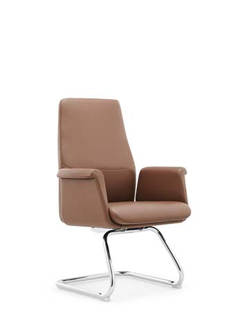 Brown Upholstered Cantilever Conference Armchair