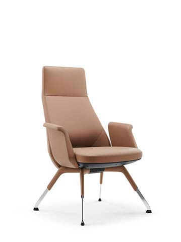 Contemporary High-Back Upholstered Lounge Armchair