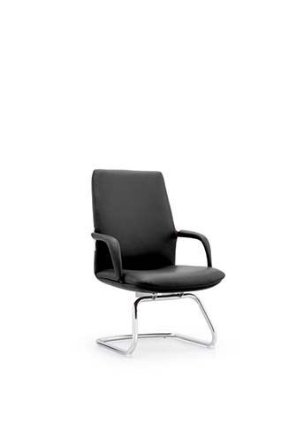 Black Upholstered Cantilever Conference Chair with Fixed Armrests