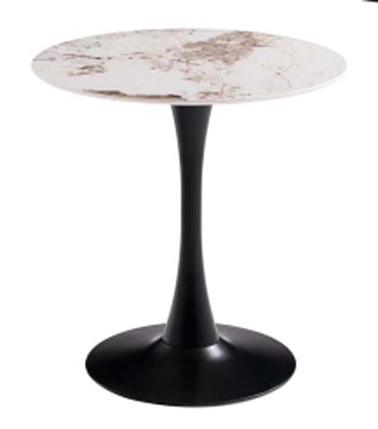 Modern Tulip Pedestal Round Side Table with Marble-Patterned Top