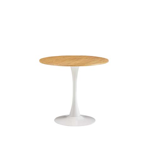 Round Tulip Base Dining Table with Light Oak Veneer Top