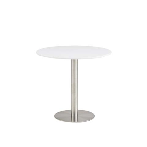 Round White Top Single-Pedestal Dining Table