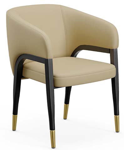 Beige Faux Leather Barrel Back Upholstered Dining Armchair